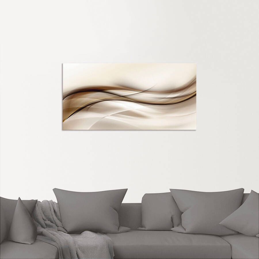 Artland Artprint Bruine abstracte golf als artprint van aluminium artprint voor buiten artprint op linnen poster muursticker