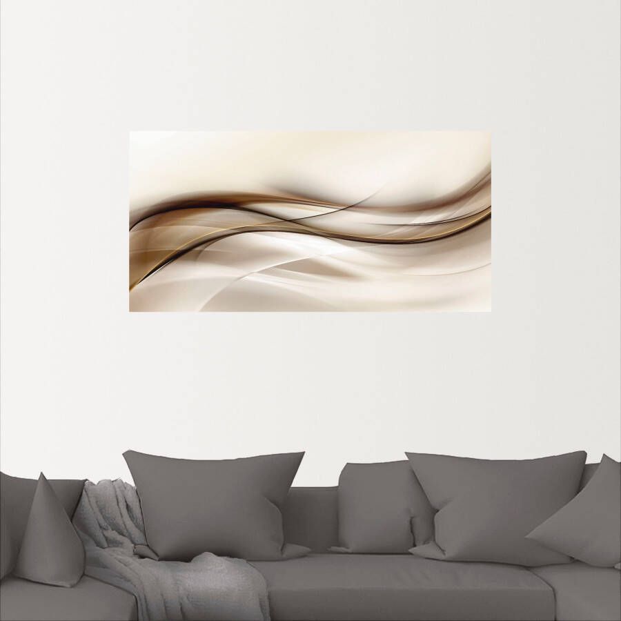 Artland Artprint Bruine abstracte golf als artprint van aluminium artprint voor buiten artprint op linnen poster muursticker