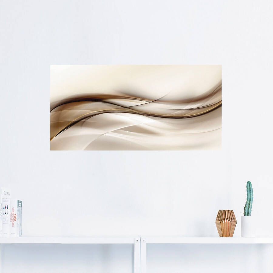 Artland Artprint Bruine abstracte golf als artprint van aluminium artprint voor buiten artprint op linnen poster muursticker