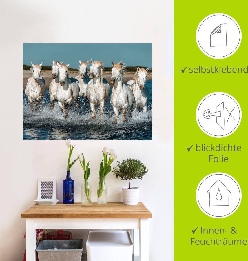 Artland Artprint Camargue paarden galopperen op het strand als artprint van aluminium artprint voor buiten artprint op linnen poster muursticker