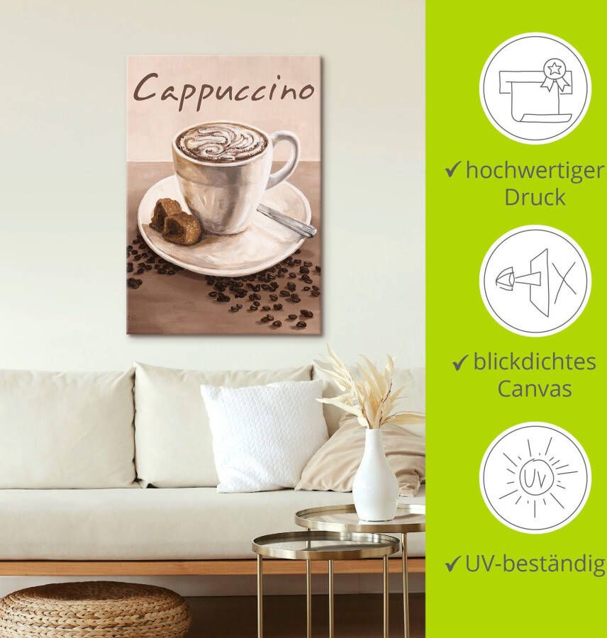 Artland Artprint Cappuccino koffie als artprint op linnen poster muursticker in verschillende maten