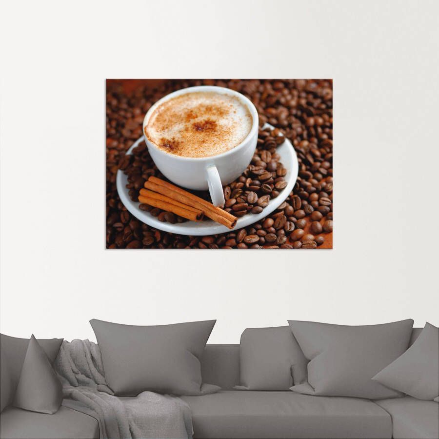 Artland Artprint Cappuccino koffie als artprint van aluminium artprint op linnen muursticker verschillende maten