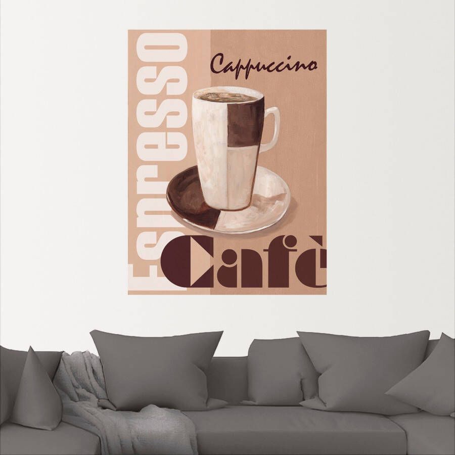 Artland Artprint Cappuccino koffie als artprint op linnen poster muursticker in verschillende maten