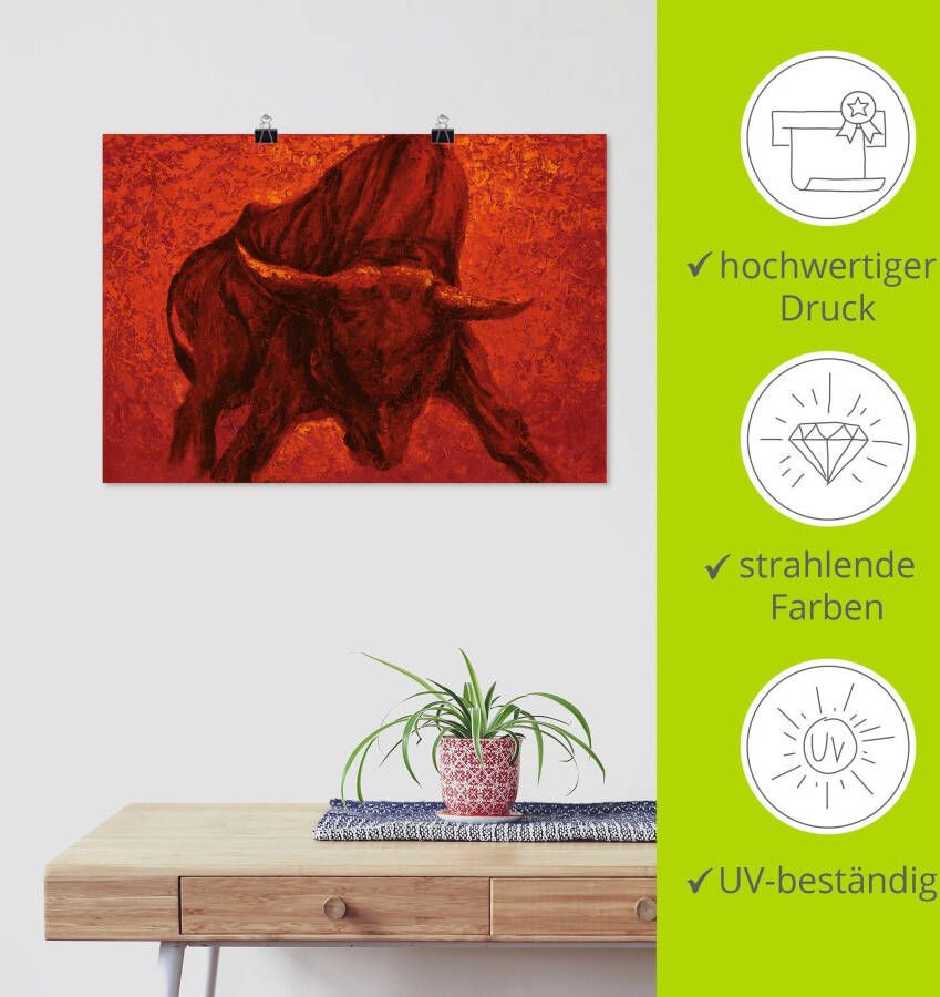 Artland Artprint Catalaanse Stier als artprint van aluminium artprint voor buiten artprint op linnen poster muursticker