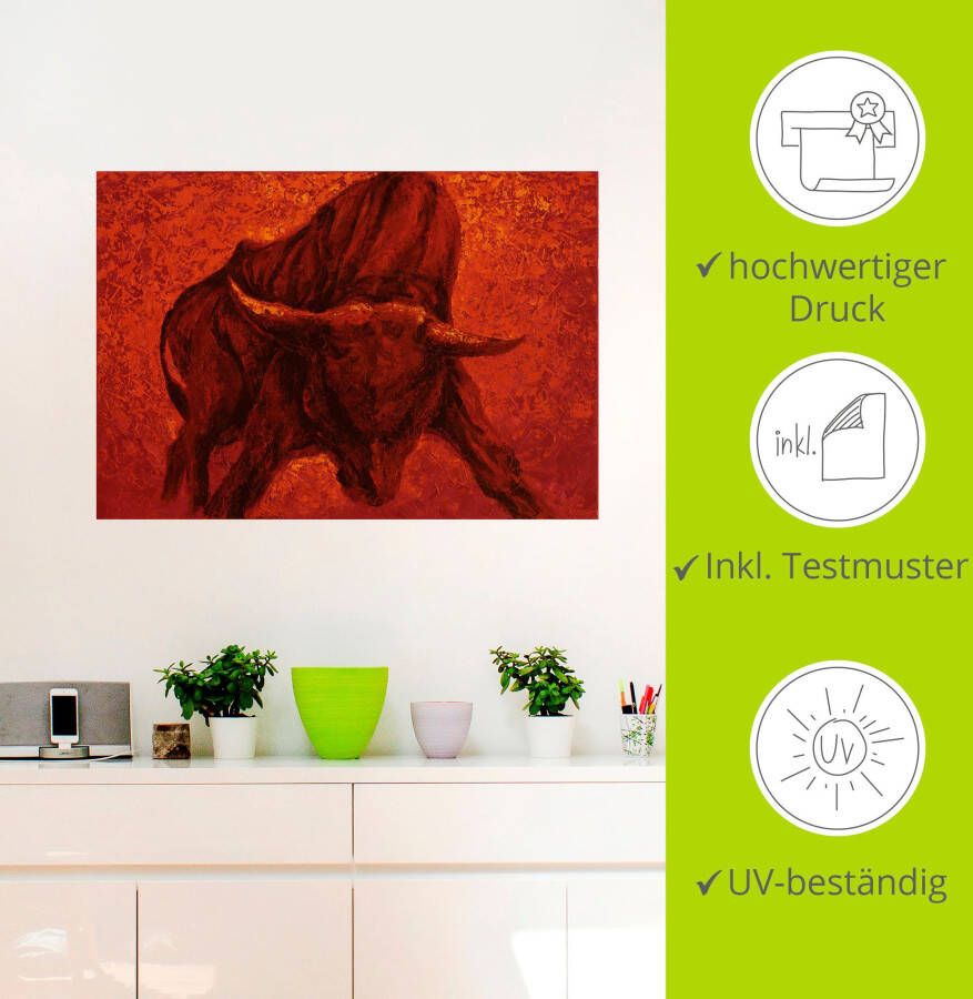 Artland Artprint Catalaanse Stier als artprint van aluminium artprint voor buiten artprint op linnen poster muursticker