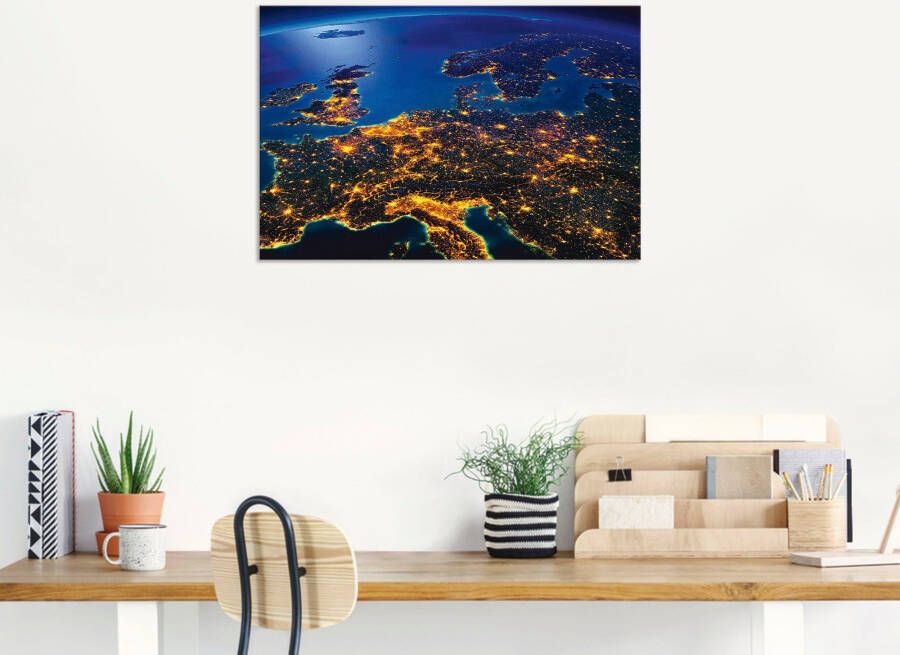 Artland Artprint Centraal Europa vanuit de ruimte als artprint van aluminium artprint voor buiten artprint op linnen poster muursticker