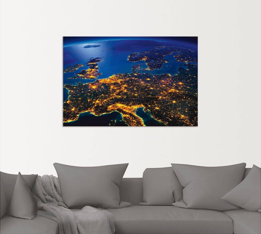 Artland Artprint Centraal Europa vanuit de ruimte als artprint van aluminium artprint voor buiten artprint op linnen poster muursticker