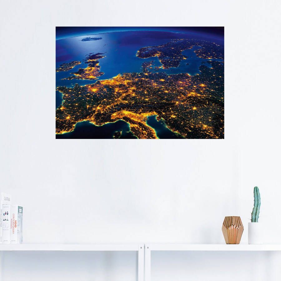 Artland Artprint Centraal Europa vanuit de ruimte als artprint van aluminium artprint voor buiten artprint op linnen poster muursticker