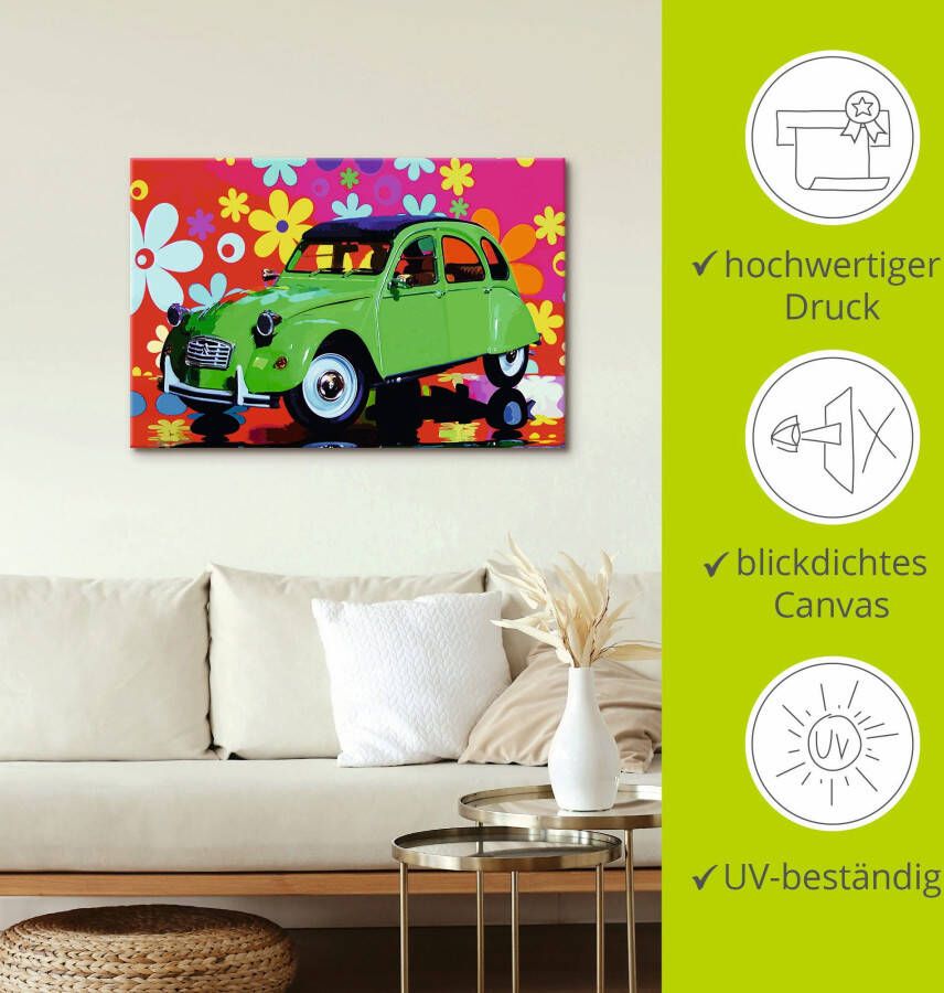 Artland Artprint Citroën 2CV groen als artprint van aluminium artprint voor buiten artprint op linnen poster in verschillende maten. maten