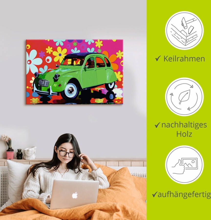 Artland Artprint Citroën 2CV groen als artprint van aluminium artprint voor buiten artprint op linnen poster in verschillende maten. maten