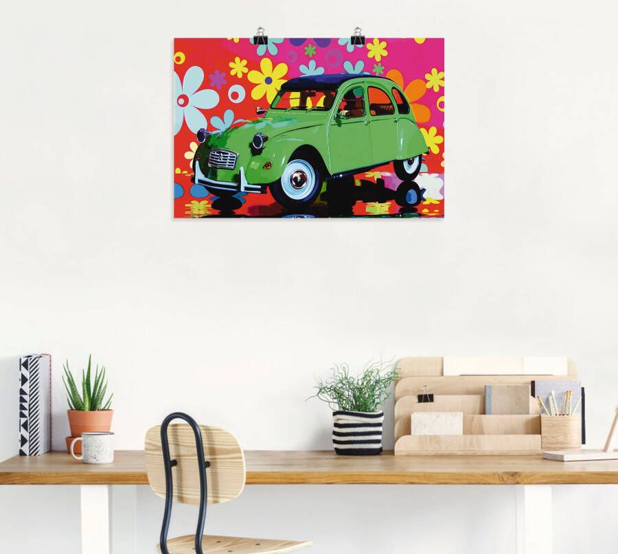 Artland Artprint Citroën 2CV groen als artprint van aluminium artprint voor buiten artprint op linnen poster in verschillende maten. maten