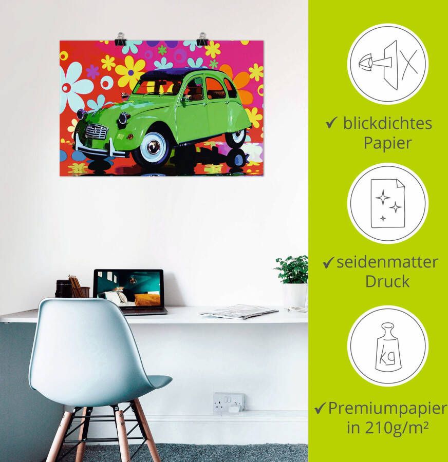 Artland Artprint Citroën 2CV groen als artprint van aluminium artprint voor buiten artprint op linnen poster in verschillende maten. maten