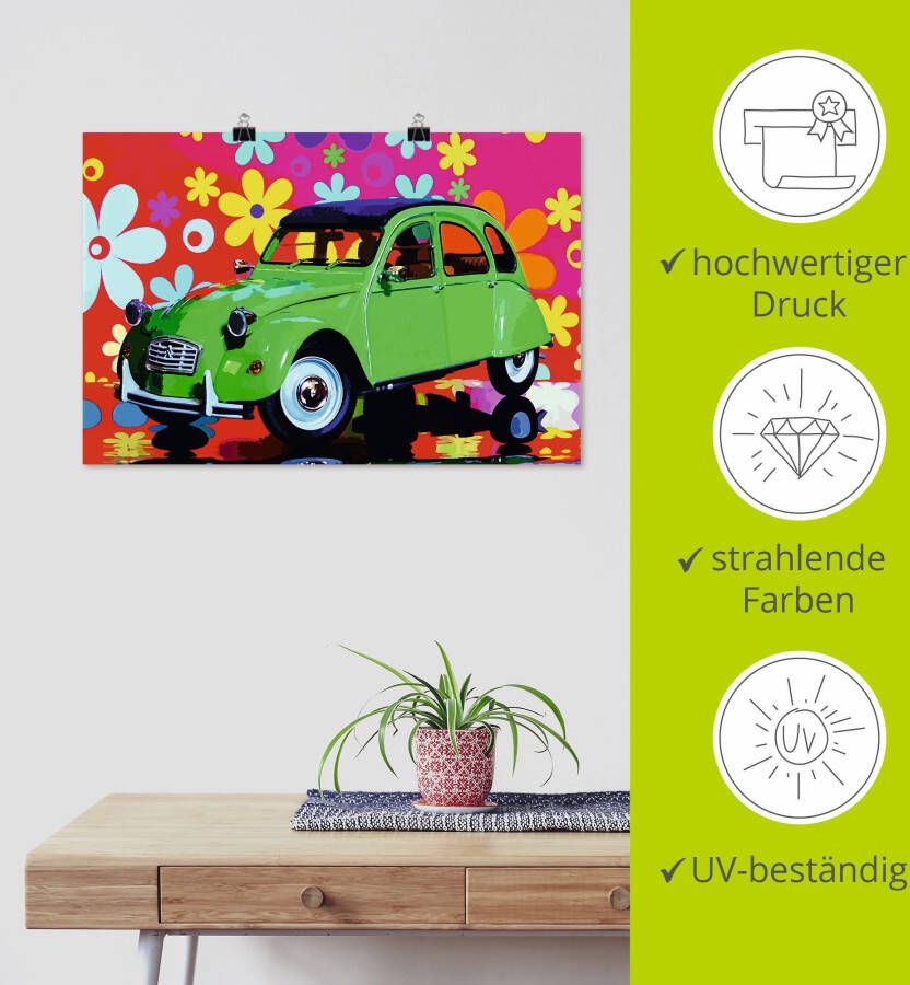 Artland Artprint Citroën 2CV groen als artprint van aluminium artprint voor buiten artprint op linnen poster in verschillende maten. maten