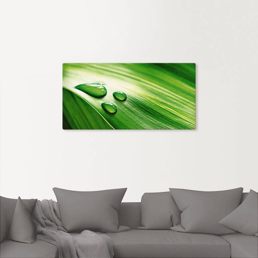 Artland Poster Close-up van een groen plantenblad als artprint op linnen muursticker of poster in verschillende maten - Foto 2