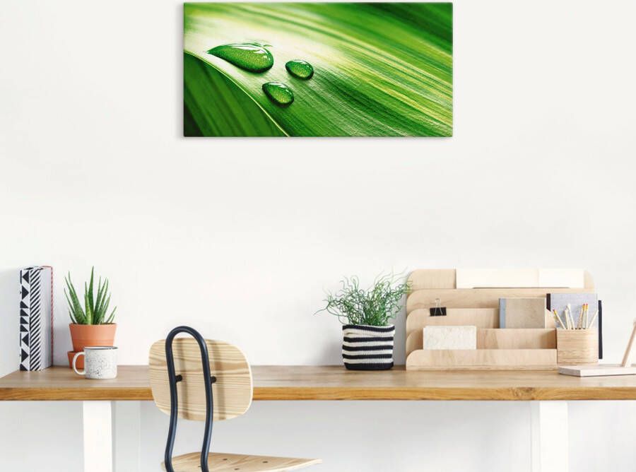 Artland Poster Close-up van een groen plantenblad als artprint op linnen muursticker of poster in verschillende maten - Foto 3