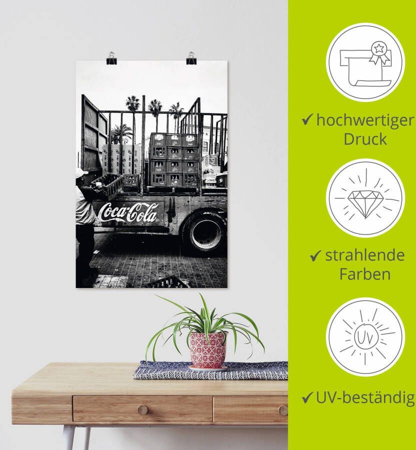 Artland Artprint CocaCola-vrachtwagen in el Jadida Marokko als artprint van aluminium artprint voor buiten artprint op linnen poster muursticker