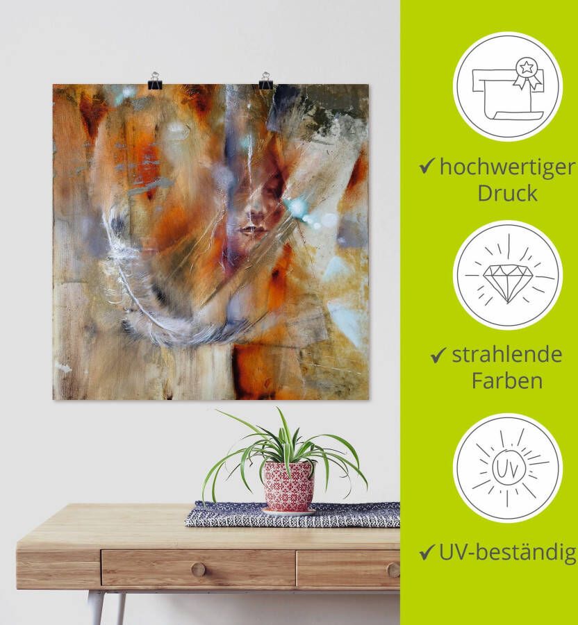 Artland Artprint Cora met veer als artprint van aluminium artprint voor buiten artprint op linnen poster muursticker