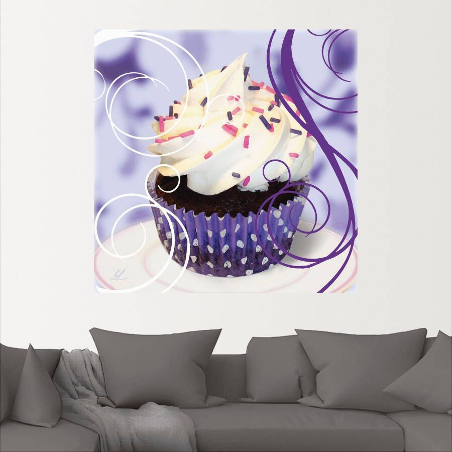 Artland Artprint Cupcake op violet gebak als poster muursticker in verschillende maten