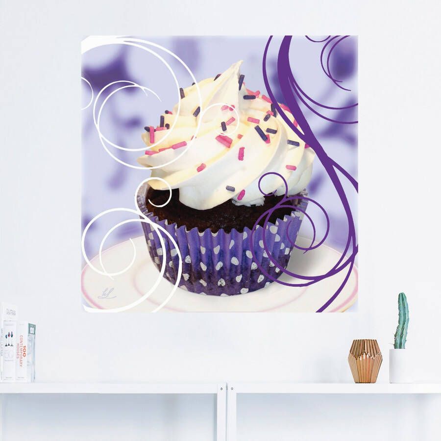 Artland Artprint Cupcake op violet gebak als poster muursticker in verschillende maten