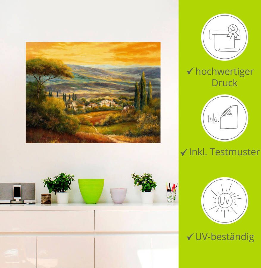 Artland Artprint Dal in de Toscane als artprint op linnen poster muursticker in verschillende maten