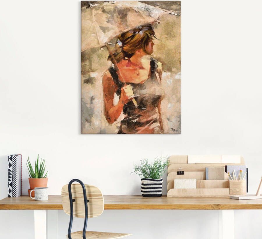 Artland Artprint Dame met paraplu als artprint op linnen poster in verschillende formaten maten