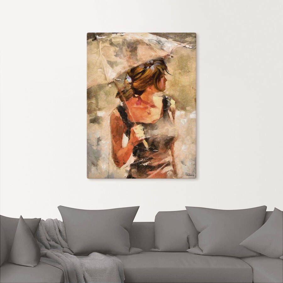 Artland Artprint Dame met paraplu als artprint op linnen poster in verschillende formaten maten