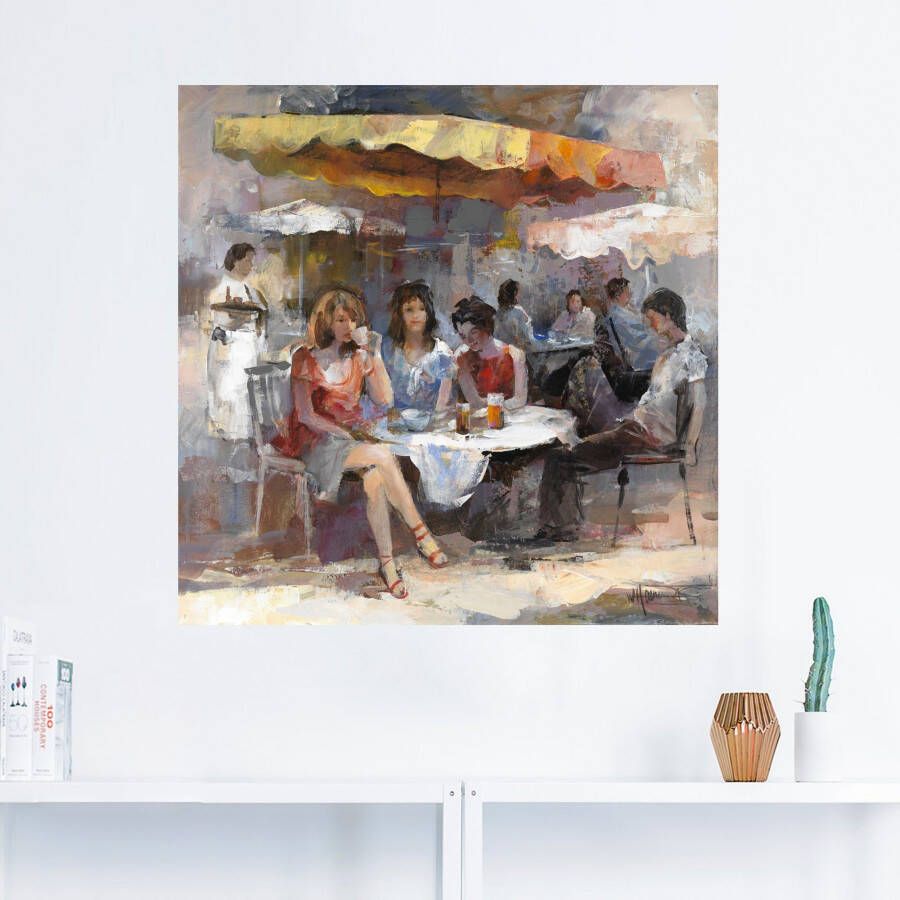 Artland Artprint Dames in café II als artprint op linnen muursticker in verschillende maten