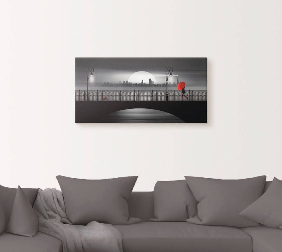 Artland Artprint De brug in de regen als artprint op linnen poster in verschillende formaten maten