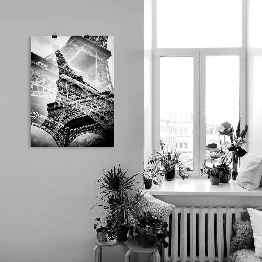 Artland Artprint De dubbele Eiffeltoren als artprint van aluminium artprint voor buiten poster muursticker in diverse maten formaten