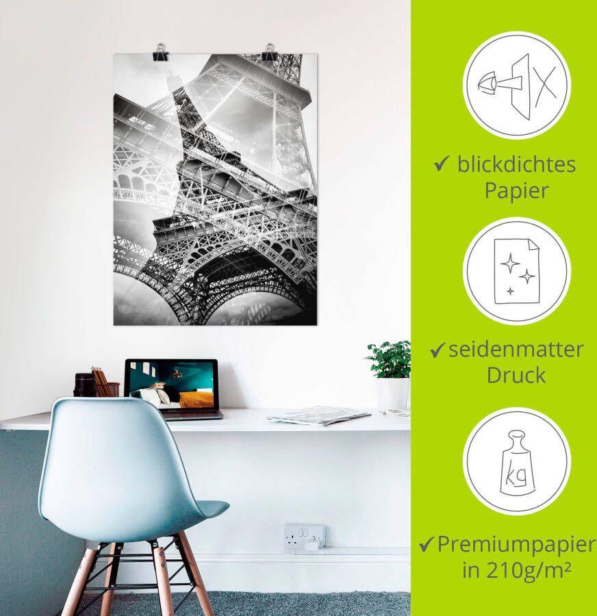 Artland Artprint De dubbele Eiffeltoren als artprint van aluminium artprint voor buiten poster muursticker in diverse maten formaten