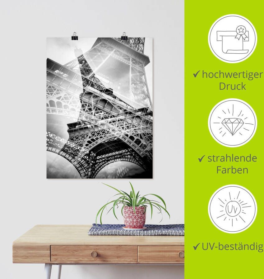 Artland Artprint De dubbele Eiffeltoren als artprint van aluminium artprint voor buiten poster muursticker in diverse maten formaten