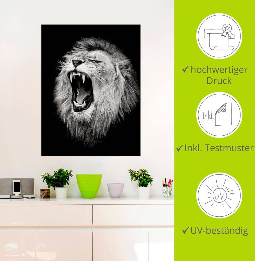 Artland Artprint De leeuw als artprint van aluminium artprint voor buiten artprint op linnen poster muursticker