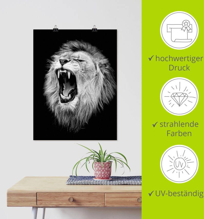 Artland Artprint De leeuw als artprint van aluminium artprint voor buiten artprint op linnen poster muursticker