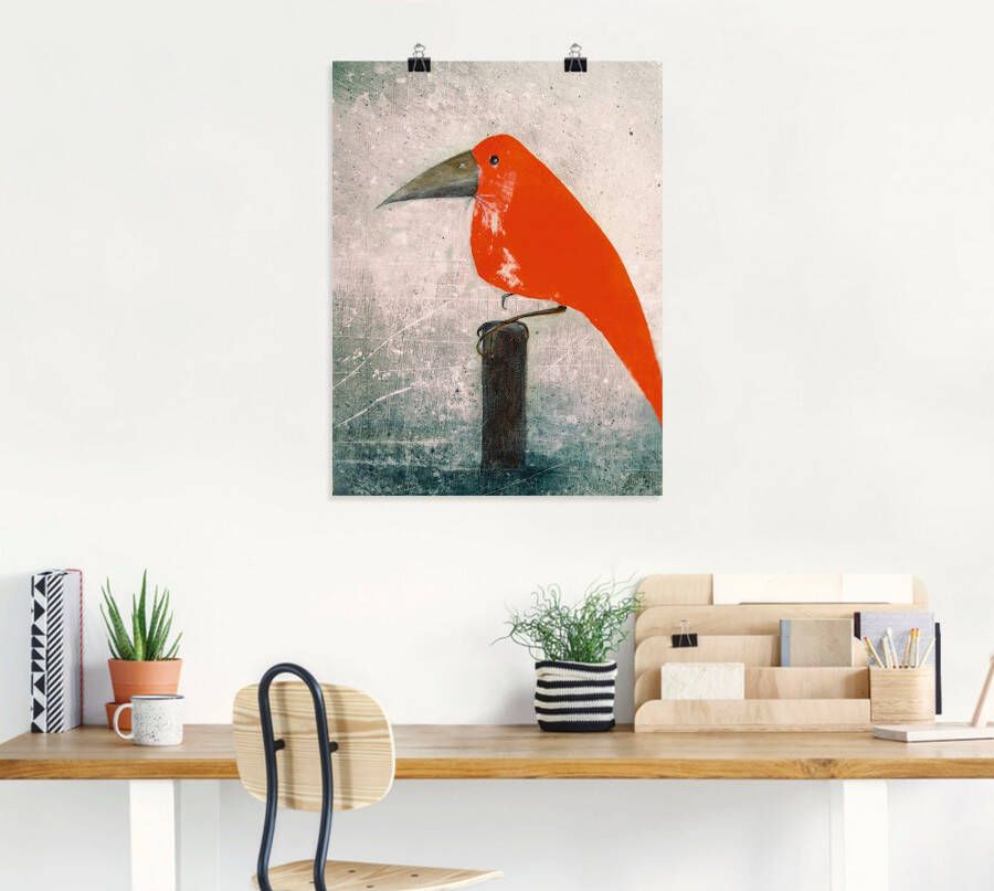 Artland Artprint De rode vogel als artprint op linnen poster in verschillende formaten maten