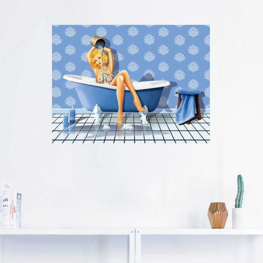 Artland Artprint De sexy blauwe badkamer als artprint op linnen poster muursticker in verschillende maten