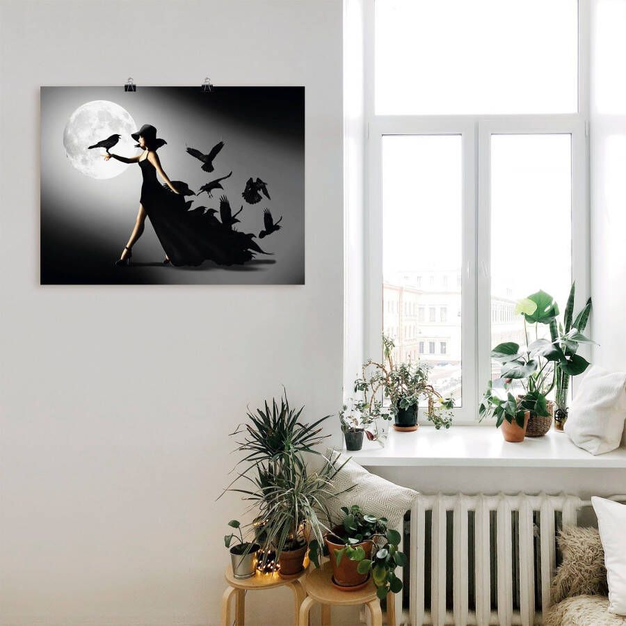 Artland Artprint De vrouw met de raaf als artprint van aluminium artprint voor buiten artprint op linnen poster muursticker