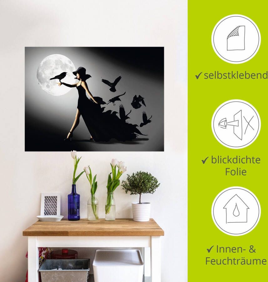 Artland Artprint De vrouw met de raaf als artprint van aluminium artprint voor buiten artprint op linnen poster muursticker