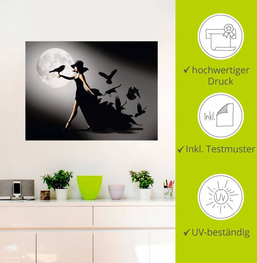 Artland Artprint De vrouw met de raaf als artprint van aluminium artprint voor buiten artprint op linnen poster muursticker