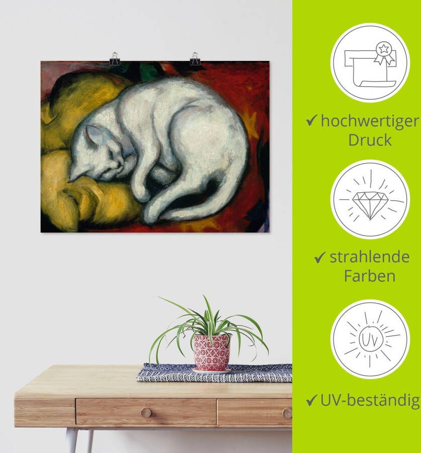 Artland Artprint De witte kat. 1912 als artprint van aluminium artprint voor buiten artprint op linnen poster in verschillende maten. maten