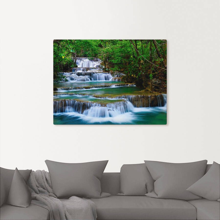 Artland Artprint Diep bos waterval als artprint op linnen poster muursticker in verschillende maten