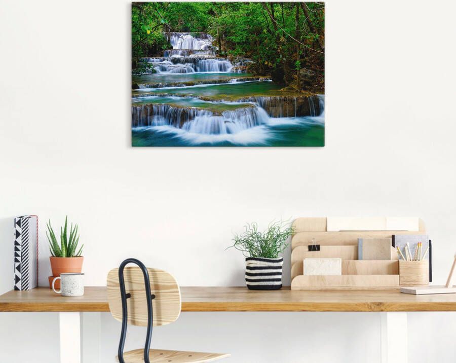 Artland Artprint Diep bos waterval als artprint op linnen poster muursticker in verschillende maten