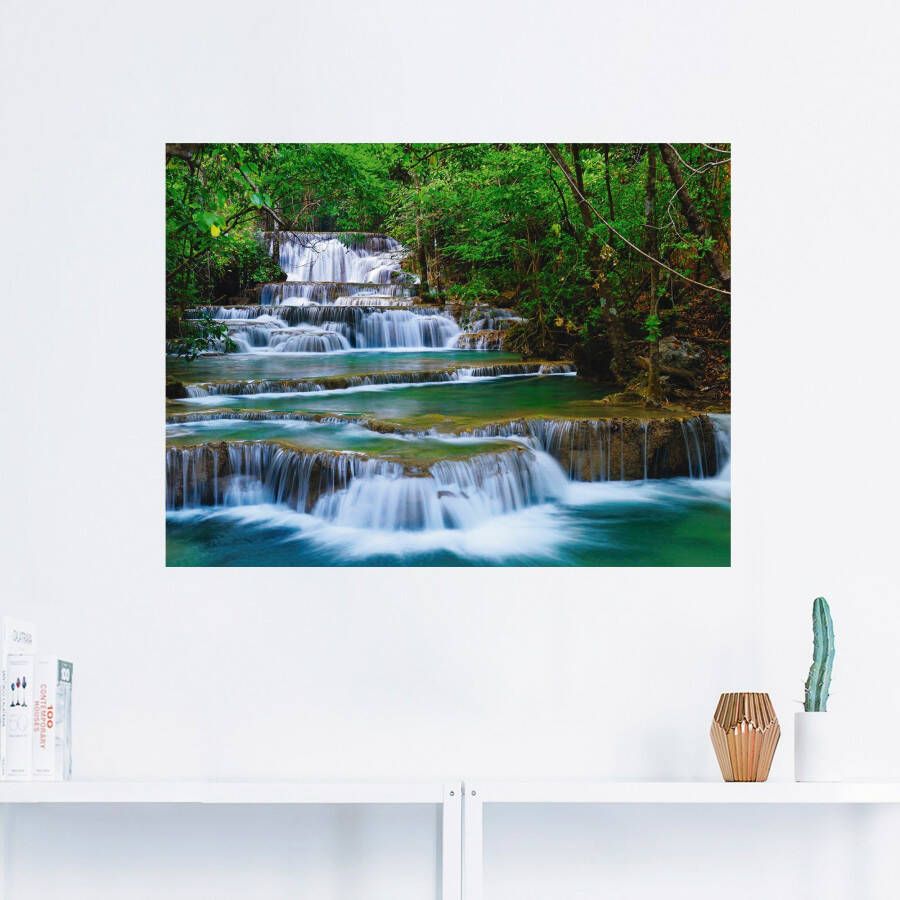 Artland Artprint Diep bos waterval als artprint op linnen poster muursticker in verschillende maten