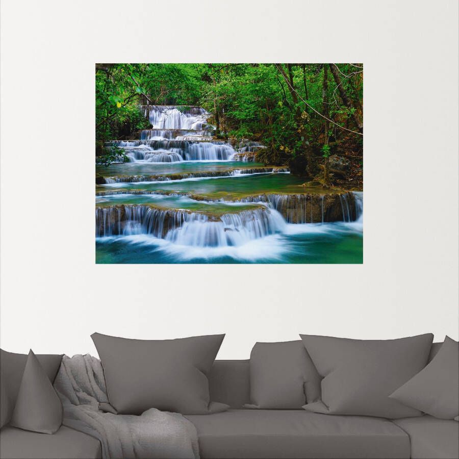 Artland Artprint Diep bos waterval als artprint op linnen poster muursticker in verschillende maten