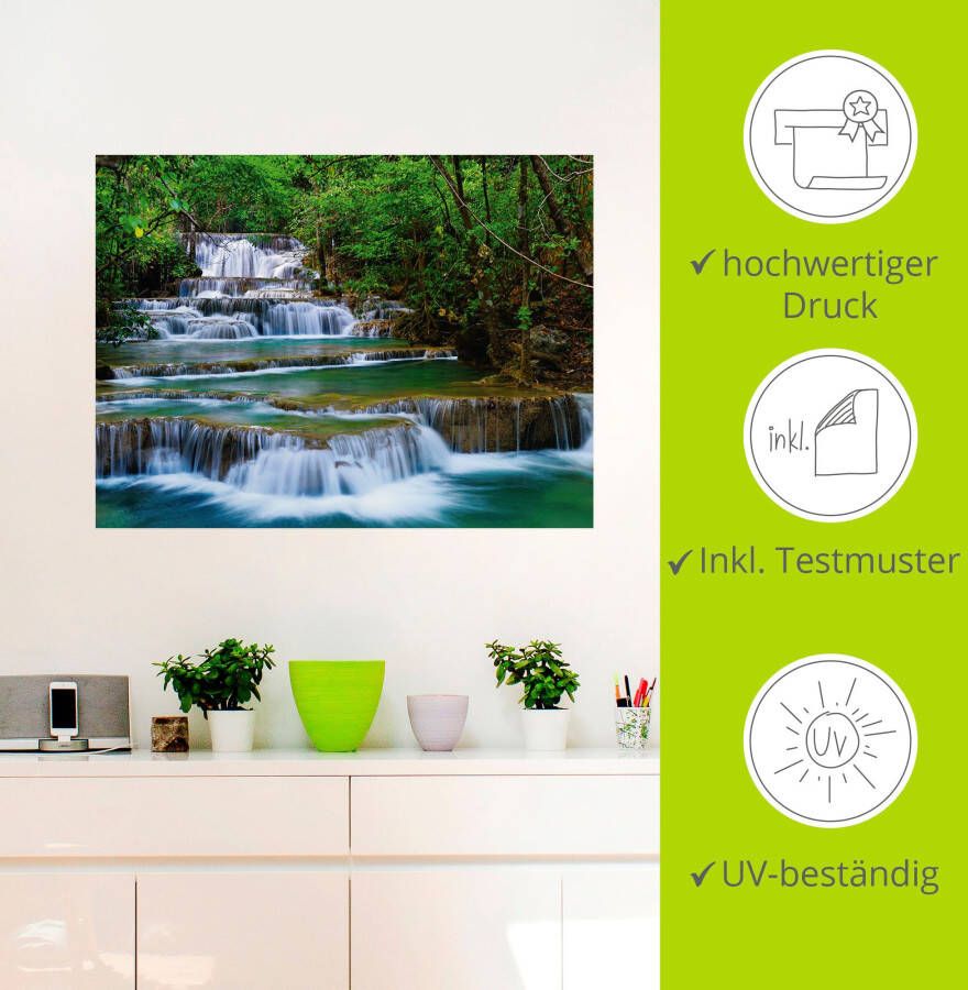 Artland Artprint Diep bos waterval als artprint op linnen poster muursticker in verschillende maten