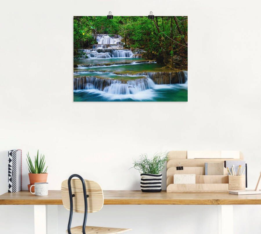 Artland Artprint Diep bos waterval als artprint op linnen poster muursticker in verschillende maten