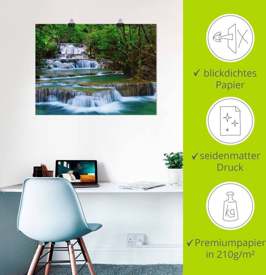 Artland Artprint Diep bos waterval als artprint op linnen poster muursticker in verschillende maten