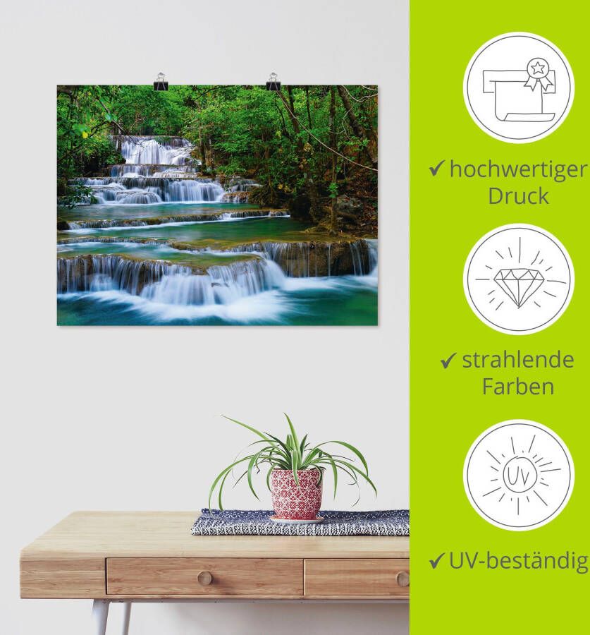 Artland Artprint Diep bos waterval als artprint op linnen poster muursticker in verschillende maten