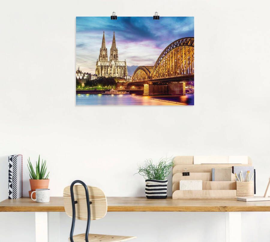 Artland Artprint Domkerk en brug in Keulen als artprint op linnen poster in verschillende formaten maten