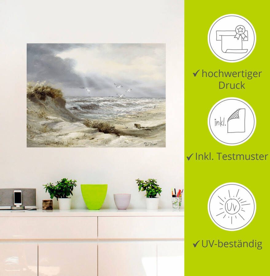 Artland Artprint Duinen aan een stormachtig meer als artprint op linnen poster muursticker in verschillende maten