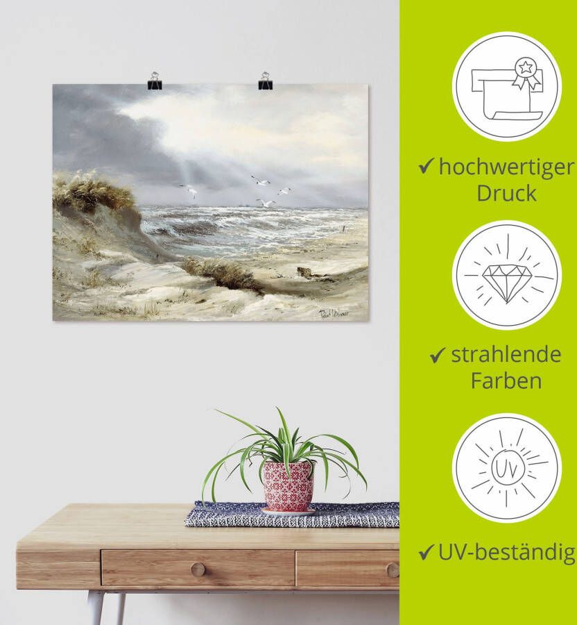 Artland Artprint Duinen aan een stormachtig meer als artprint op linnen poster muursticker in verschillende maten